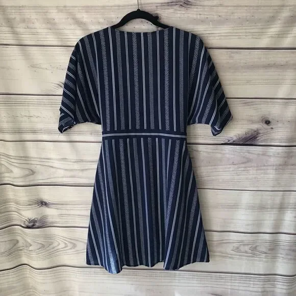 Charlotte Russe Navy Striped Button Down Dress - Picture 2 of 5